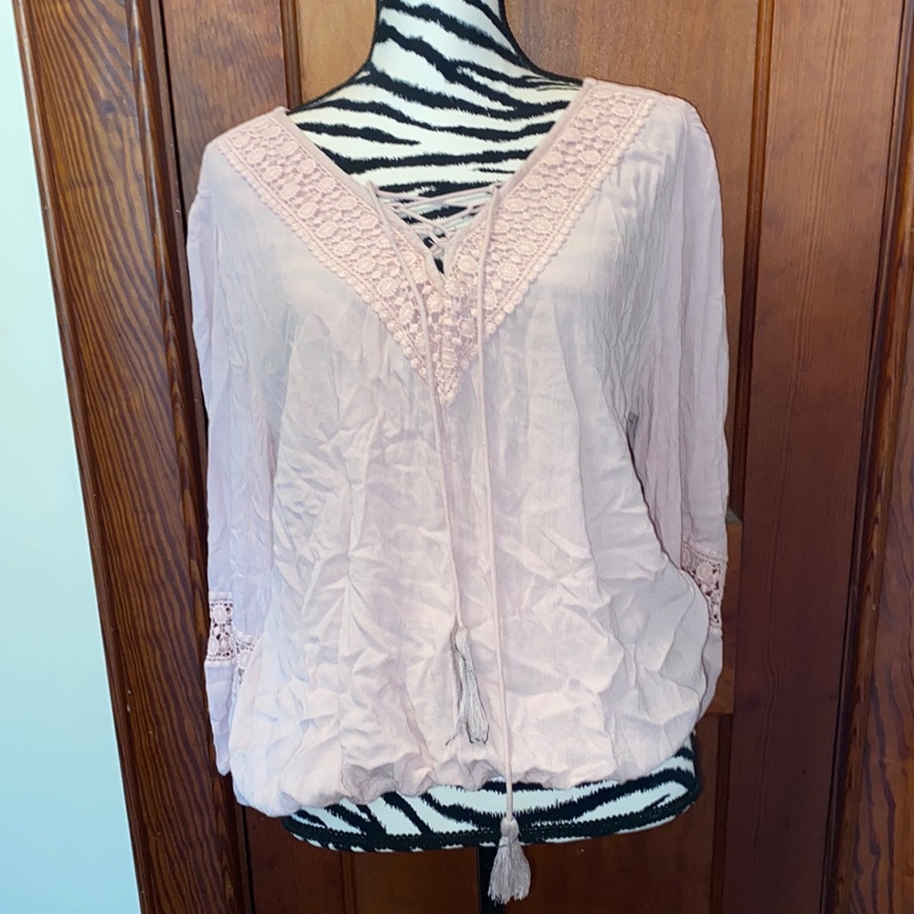 American Rag dusty, pink, Boho peasant, top size medium